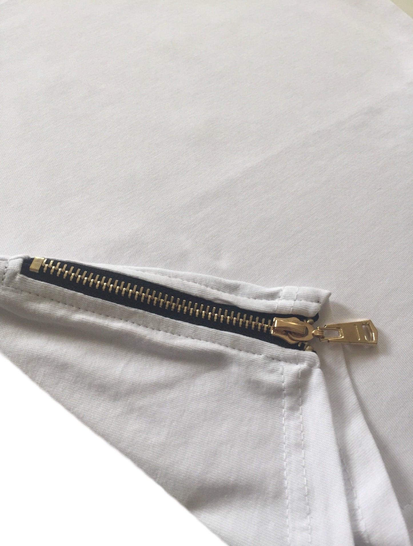 Gold Zipper White T Shirt - Babahlu Kids