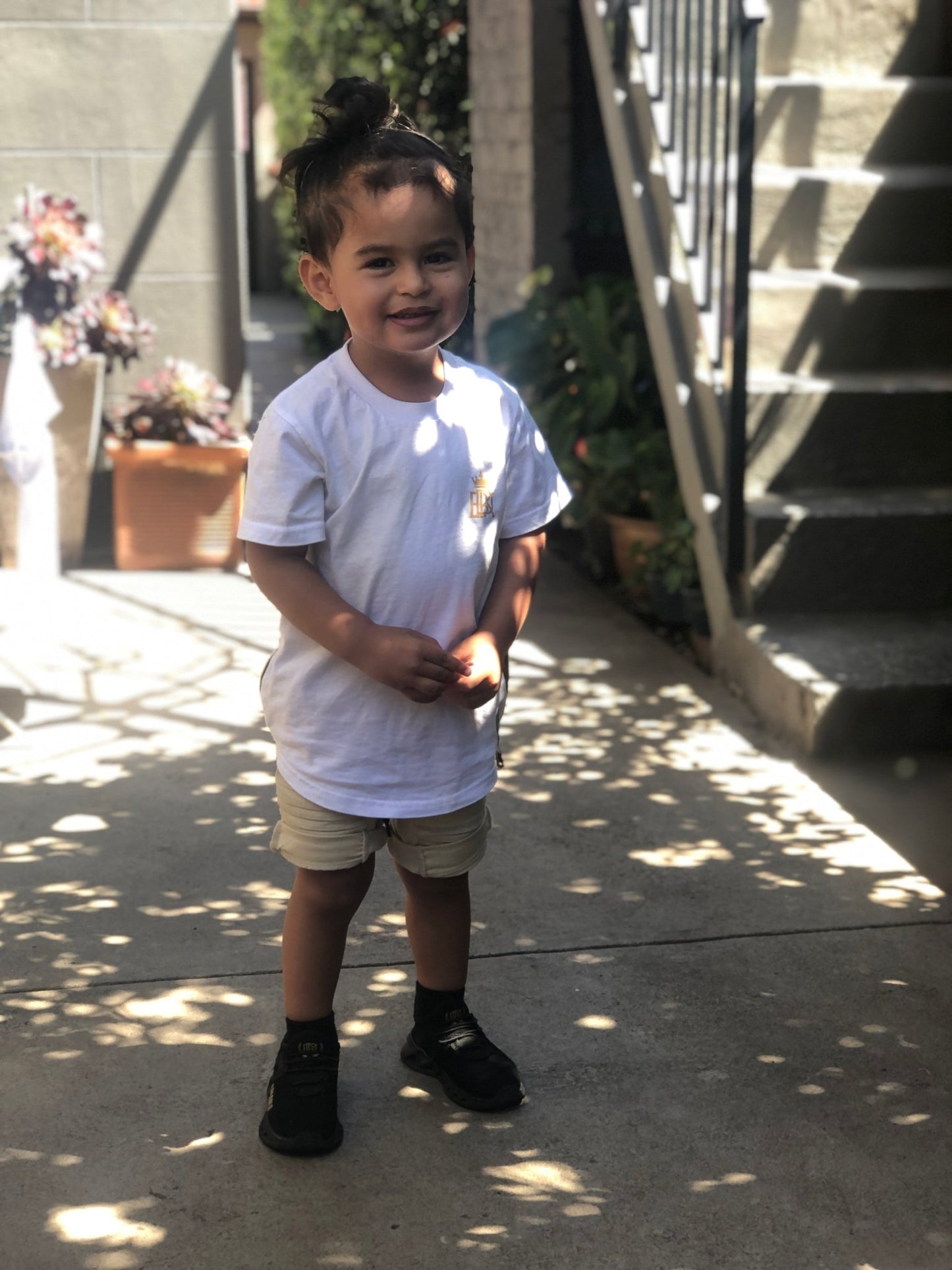 Gold Zipper White T Shirt - Babahlu Kids