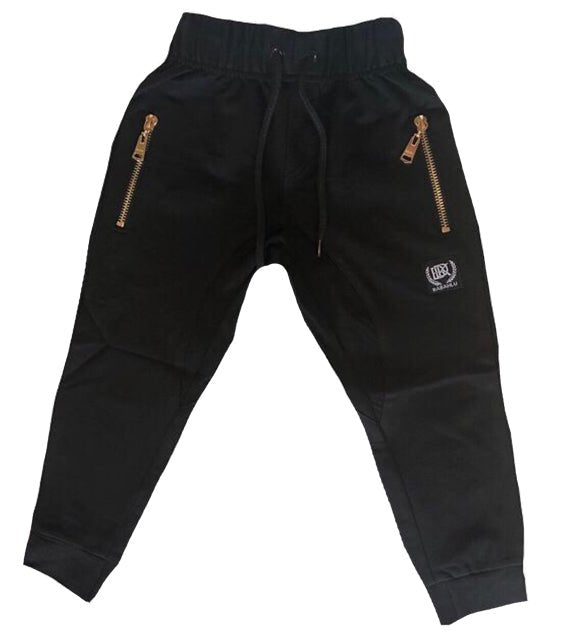 Black joggers with gold zippers sale