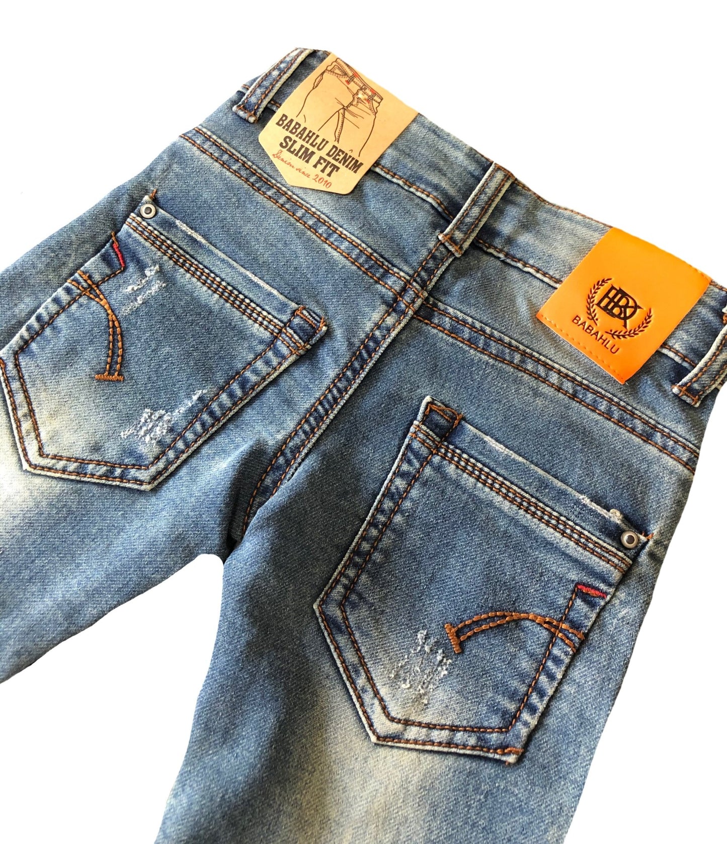 Harlow Blue Distressed Slim Fit Jeans - Babahlu Kids