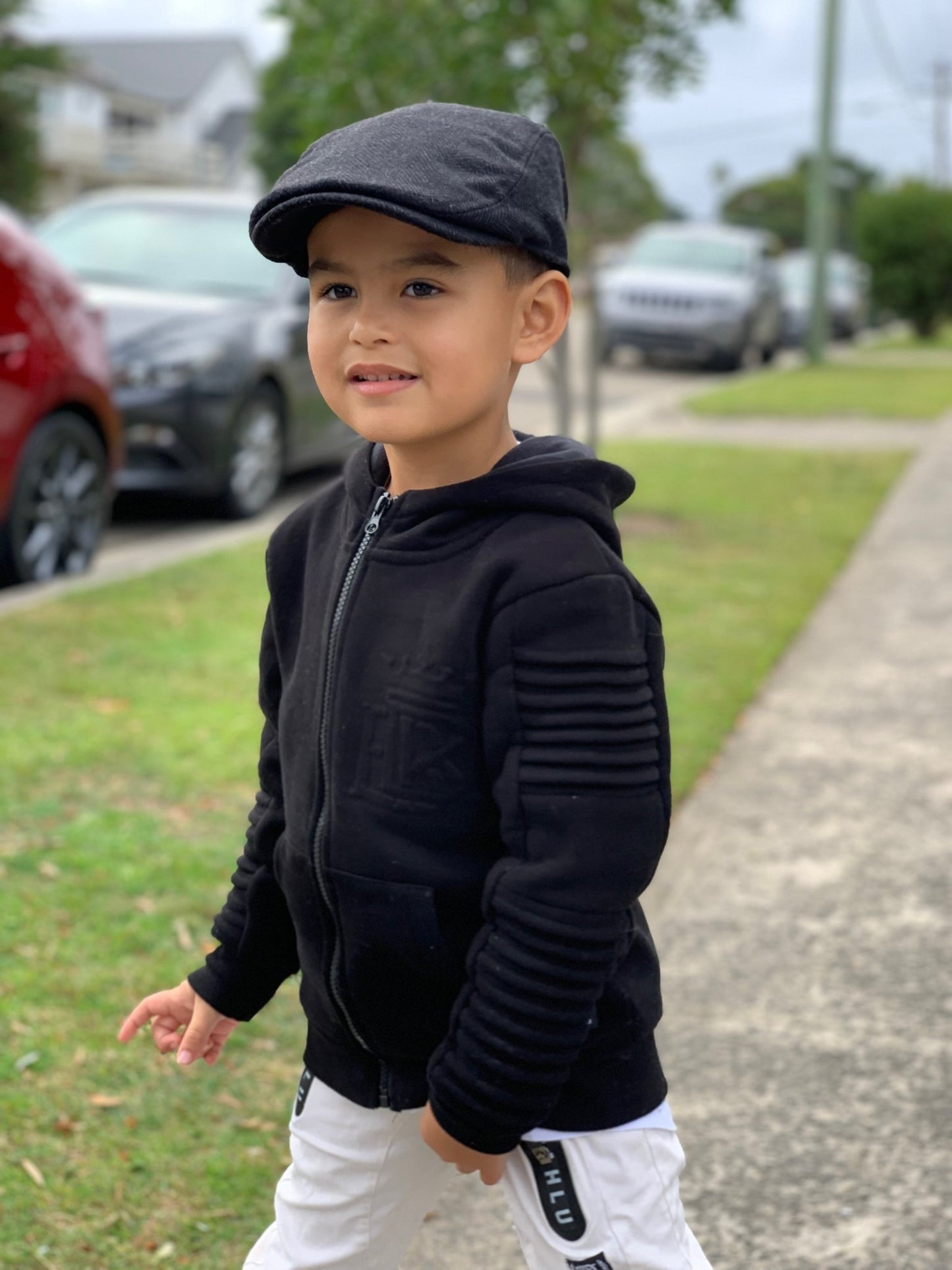 Henley Zipper Kids Black Hoodie - Babahlu Kids