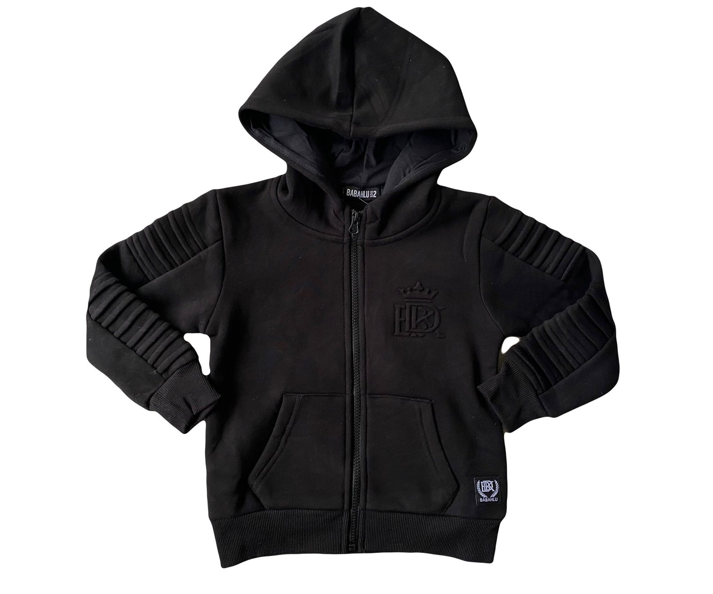 Henley Zipper Kids Black Hoodie - Babahlu Kids
