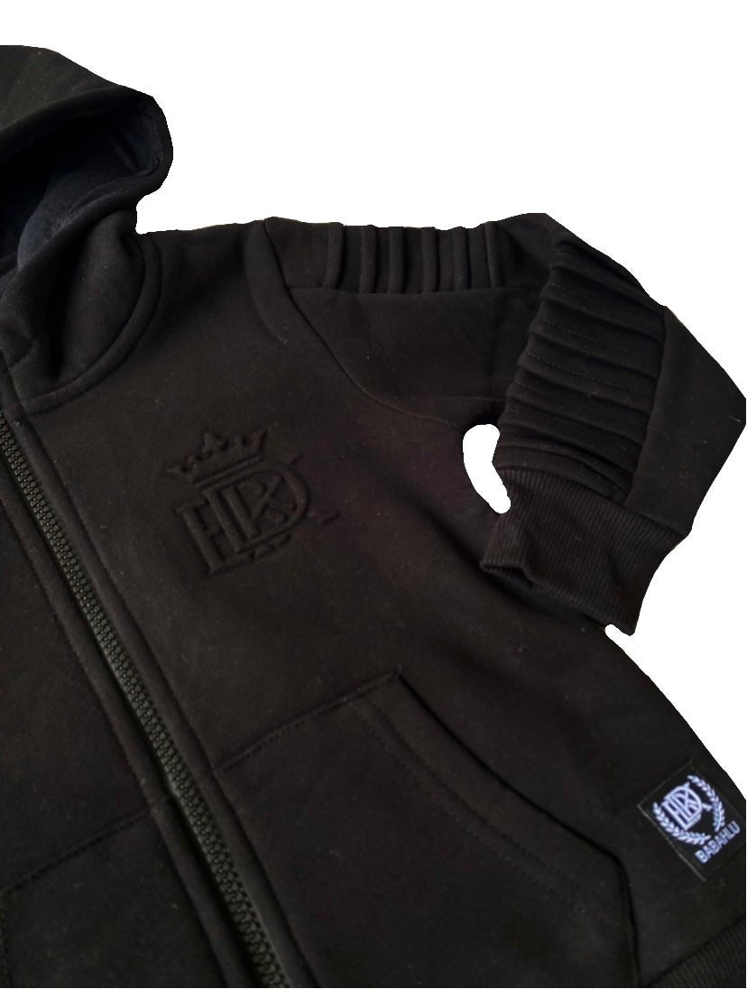 Henley Zipper Kids Black Hoodie - Babahlu Kids
