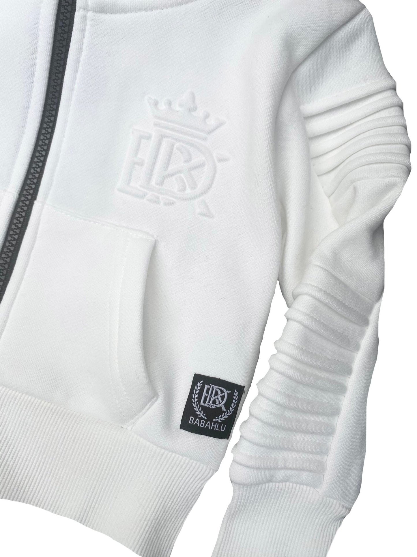 Henley Zipper Kids White Hoodie - Babahlu Kids