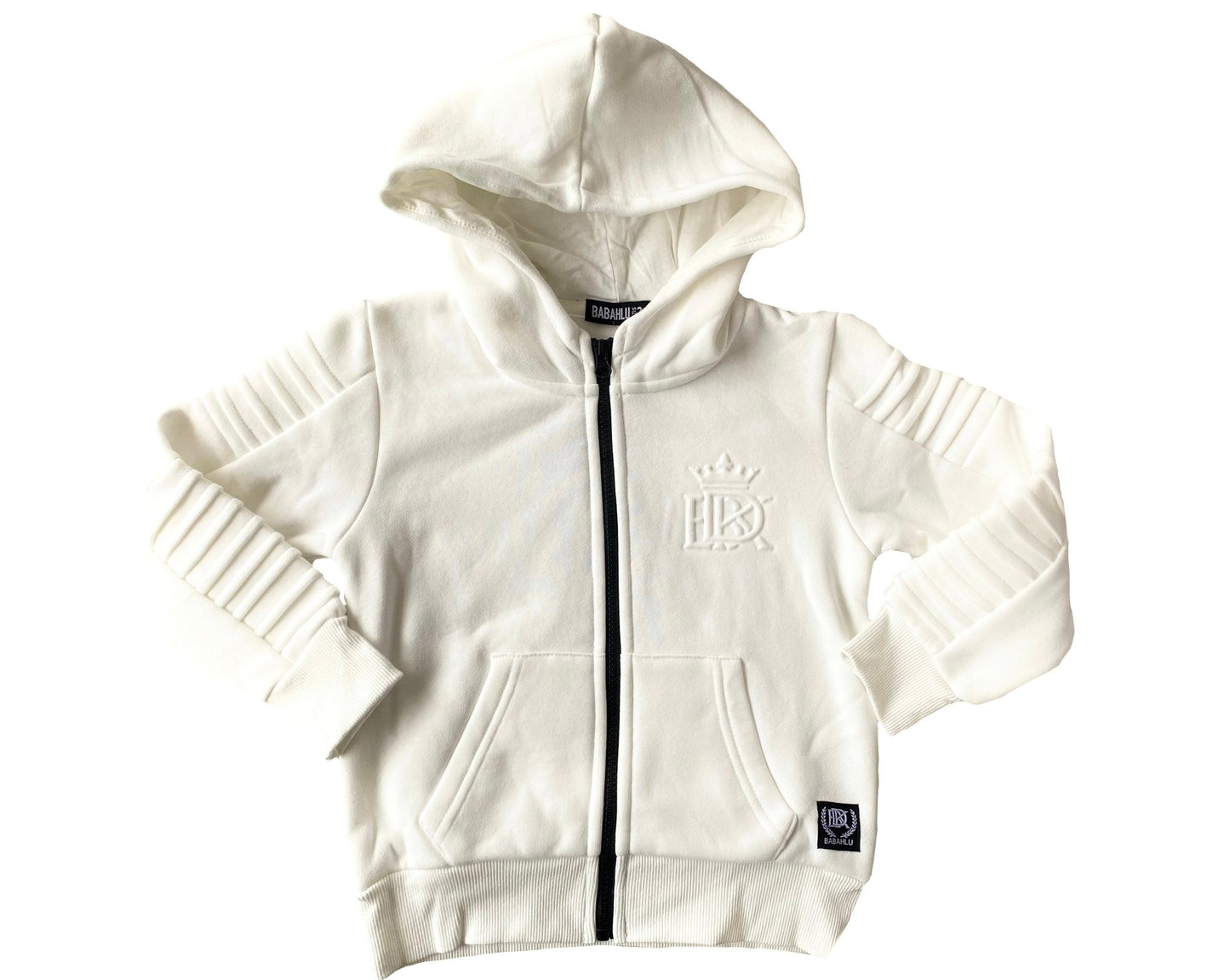 Henley Zipper Kids White Hoodie - Babahlu Kids