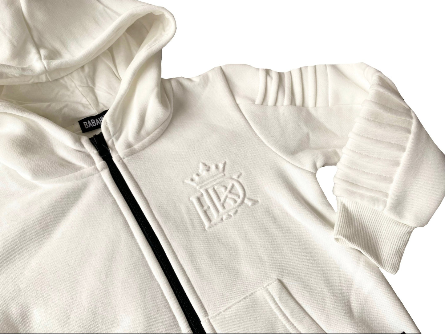 Henley Zipper Kids White Hoodie - Babahlu Kids