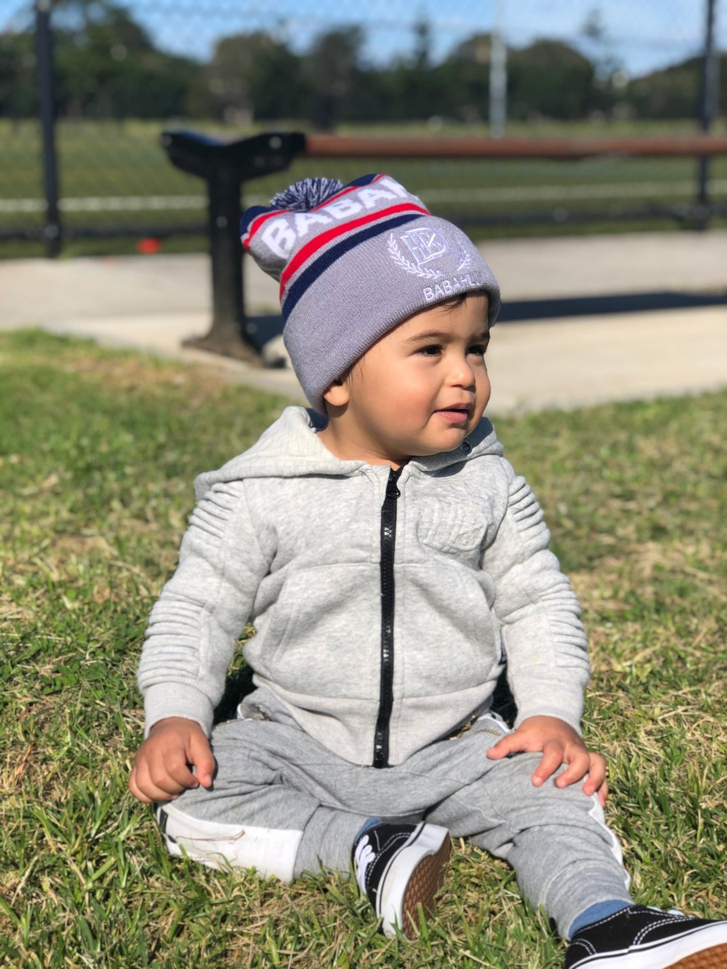 Pom Pom Grey Beanie - Babahlu Kids