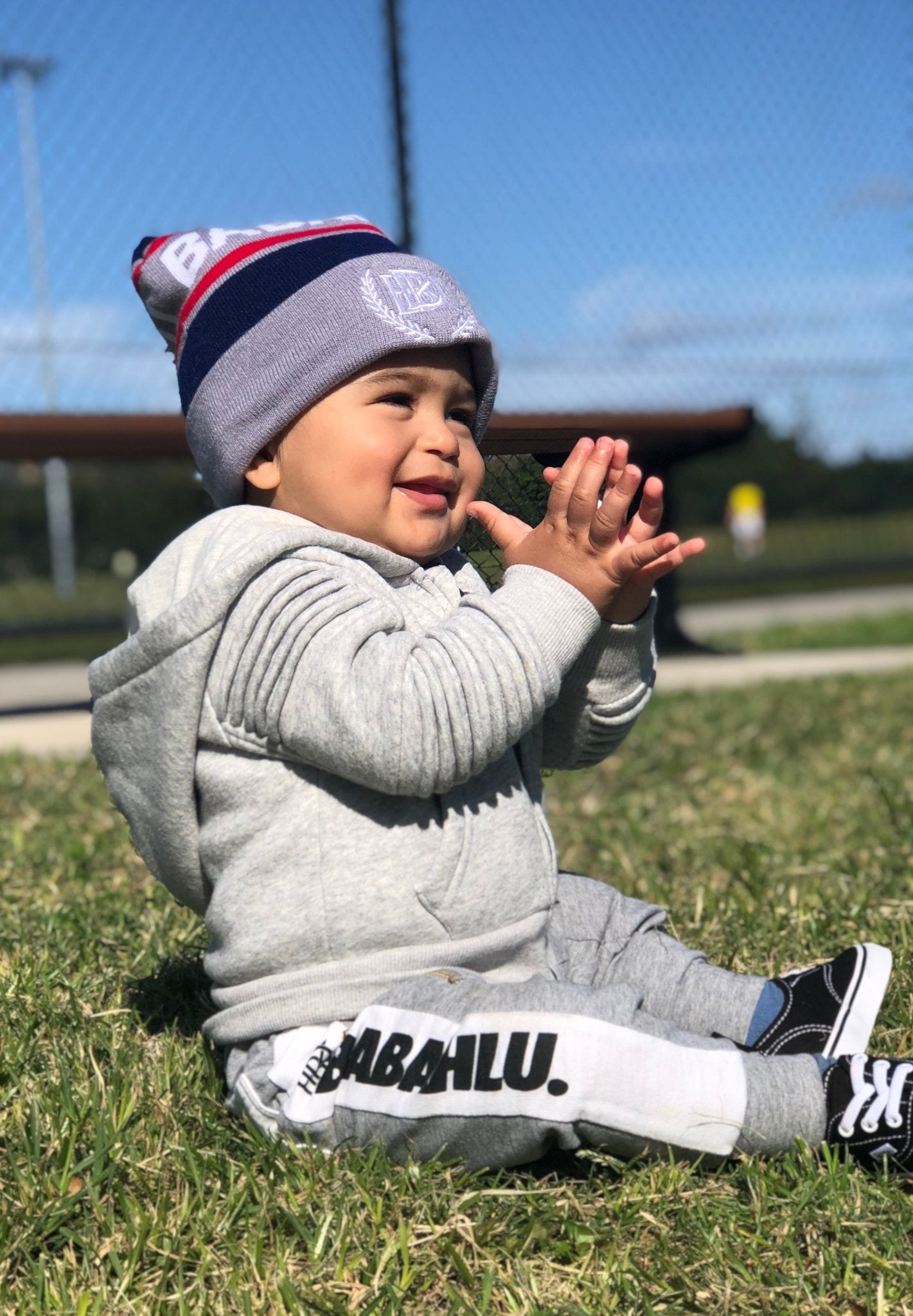 Pom Pom Grey Beanie - Babahlu Kids