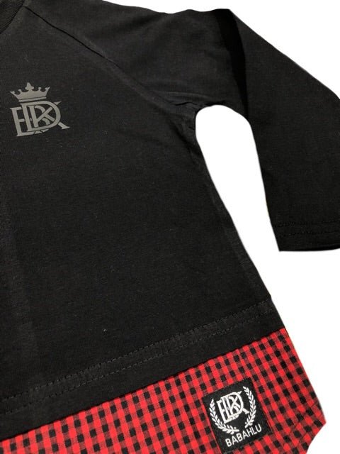 SALE Brooklyn Long Sleeve Tee Black/Red Check - Only Adult sizes left - Babahlu Kids