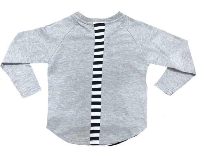 SALE Brooklyn Long Sleeve Tee Grey/Stripe - only Adults Sizes Left - Babahlu Kids
