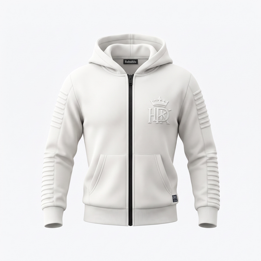 Henley Zipper Kids White Hoodie
