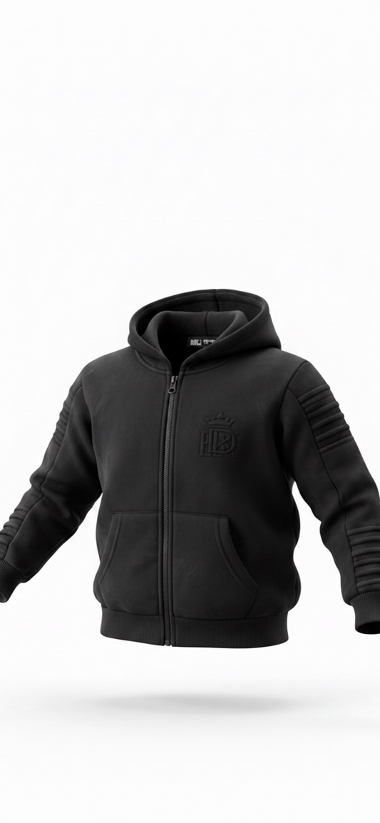 Henley Zipper Kids Black Hoodie