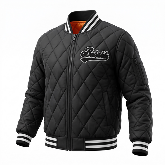 SOHO Black Quilted Bomber Jacket