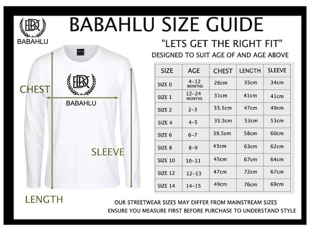 Babahlu Long Sleeve White T Shirt - Babahlu Kids Streetwear - Raglan Tees