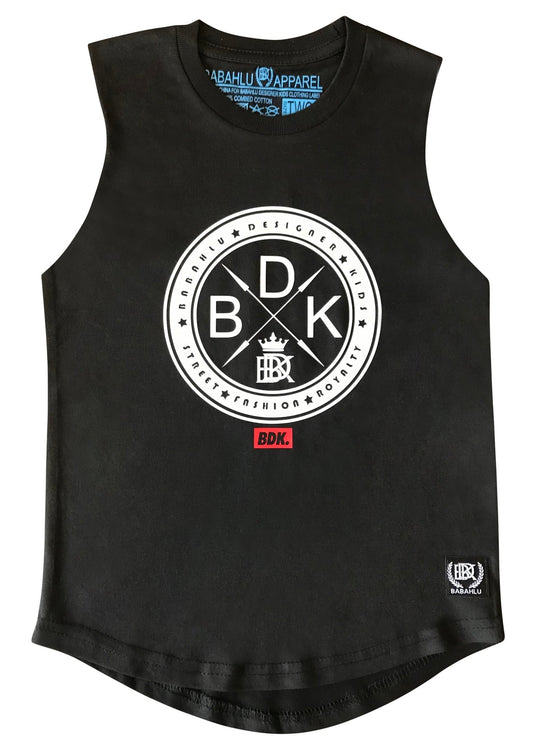 Muscle Tank "BDK" Round Print - Babahlu Kids Streetwear - Vinyl Print T-shirts