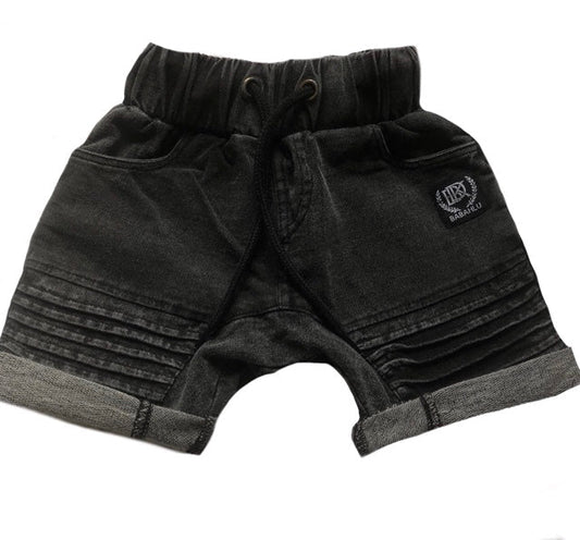 Quinn Stone Washed Black Shorts - Babahlu Kids