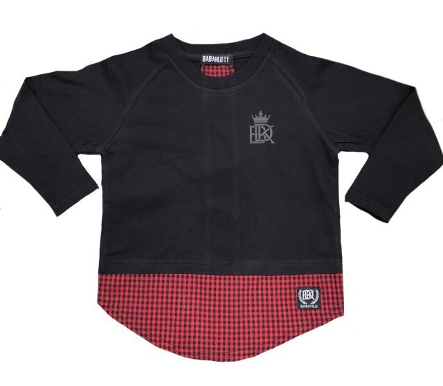 SALE Brooklyn Long Sleeve Tee Black/Red Check - Only Adult sizes left - Babahlu Kids