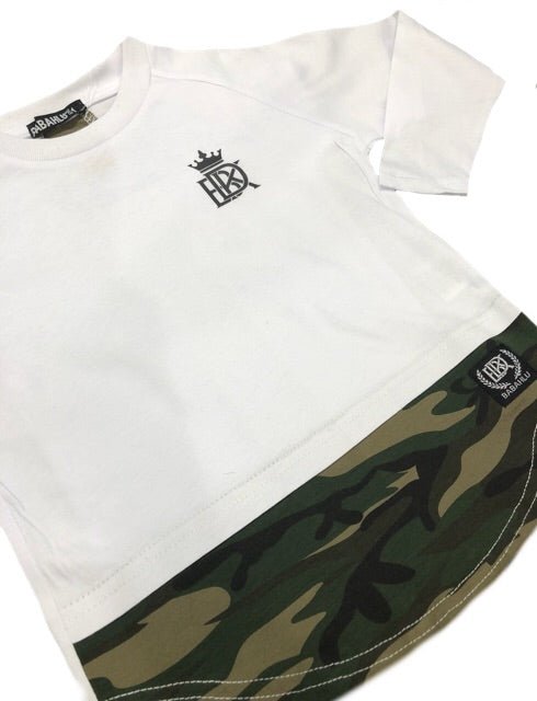 SALE Brooklyn Long Sleeve Tee White/Camo- Only Adults Sizes left - Babahlu Kids